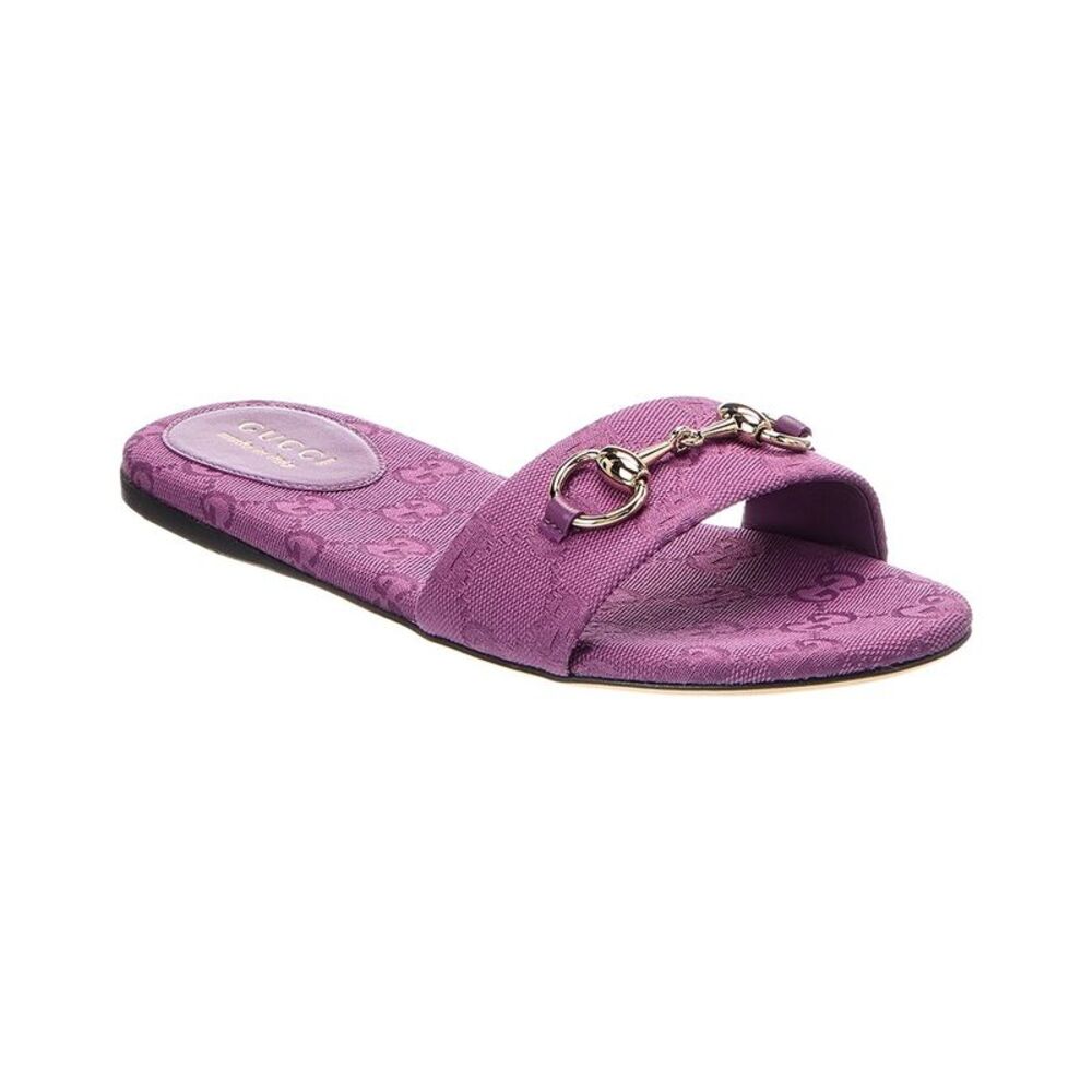 Gucci Horsebit Canvas Sandal, Purple